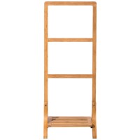 New design custom 2 tier bamboo wooden bathroom towel standing rack storage hanger shelf