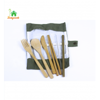 Eco -friendly Portable Bamboo Travel Utensil Lightweight Set Wooden  Reusable Flatware Fork Knife Spoon Chopsticks Straw