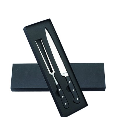 Slicing Knife and Fork Classic handle triple rivets Carving Knife Set in black gift box