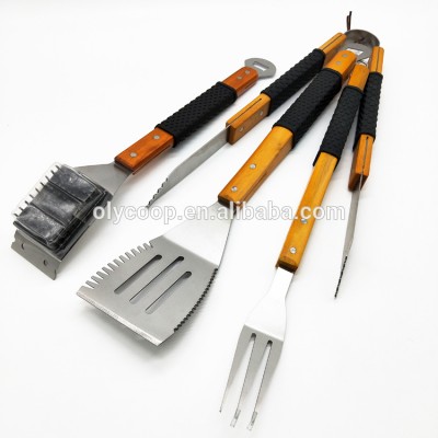 BBQ Tools Turner Fork Tongs Brushes 4pcs Stainless steel Barbecue Utensils Set