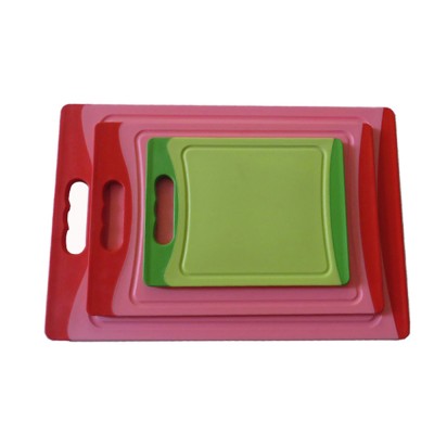 Eco-friendly 3pcs plastic cutting board set with handle and grooved