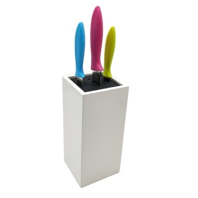 White Glossy Universal Knife Holder with Black PP strip inside to insert knives